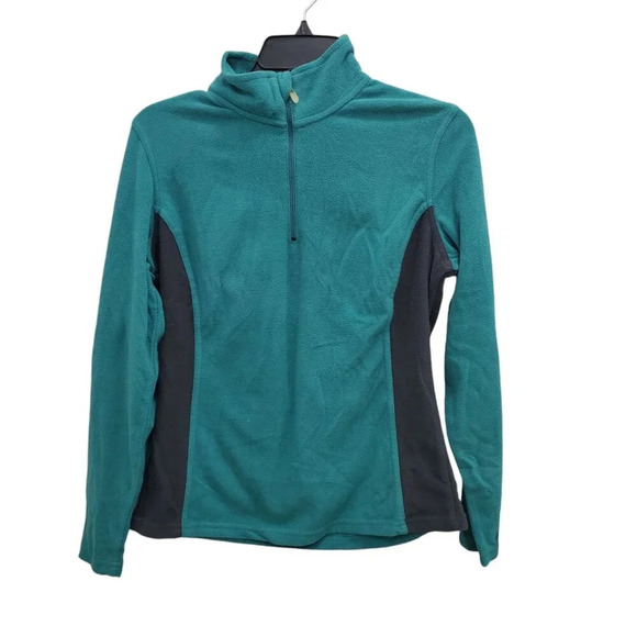C9 by Champion Womens Turquoise Gray 1/4 Mock Neck Long Sleeve Fleece Pullover M - Picture 1 of 6